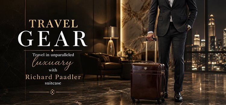 Richard Paadler luxury leather travel suitcase for business travelers in a premium hotel setting